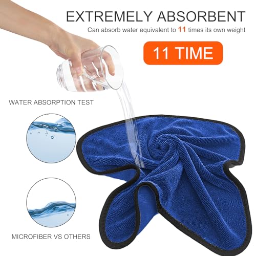 Tefola Wipes Shower Cleaning Cloths, Drying Towel, Super Absorbent Microfiber Bath Towels, Soft Microfiber Cleaning Cloth for Shower, Car, Home, Office, Set of 3 (Blue, 40 * 60cm) - color: Blue