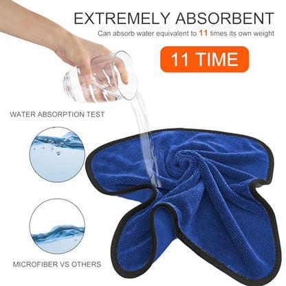 Tefola Wipes Shower Cleaning Cloths, Drying Towel, Super Absorbent Microfiber Bath Towels, Soft Microfiber Cleaning Cloth for Shower, Car, Home, Office, Set of 3 (Blue, 40 * 60cm) - color: Blue