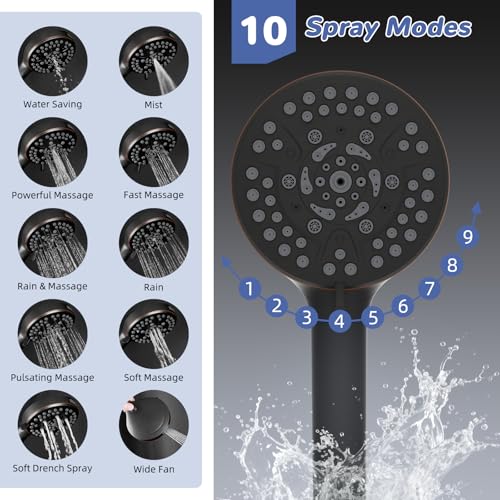 Hibbent Upgraded cUPC Certified 13'' Shower Head Combo, High Pressure 5 Spray Rainfall Showerhead with 10 Sprays Handheld, All Metal 3-way Diverter Shower Arm, 71'' Hose and Holder, Oil-Rubbed Bronze - color: Oil Rubbed Bronze, style: Square 13"