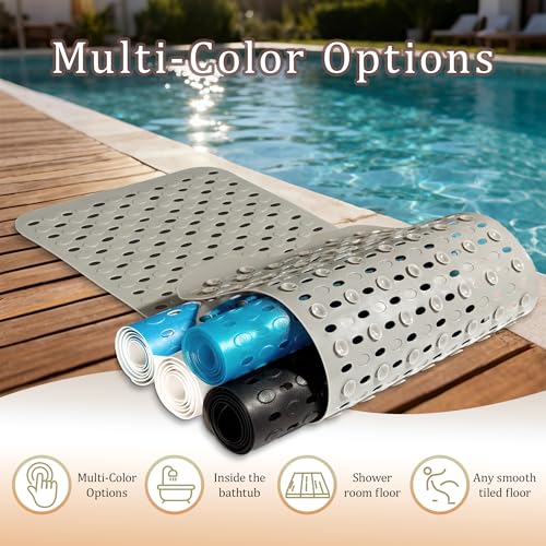 Non-Slip Bathtub Mats Bath Mat Machine Washable with Suction Cups for Tub, 39x15.5 inch, Grey - color: Grey
