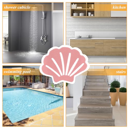 Bathtub Stickers Non Slip, Shell Shaped Tubs Safety Shower Treads, Adhesive Sticker for Bathroom Bathtub, Shower Floor,Pink(12Pcs) - color: Pink