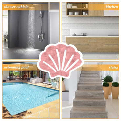 Bathtub Stickers Non Slip, Shell Shaped Tubs Safety Shower Treads, Adhesive Sticker for Bathroom Bathtub, Shower Floor,Pink(12Pcs) - color: Pink