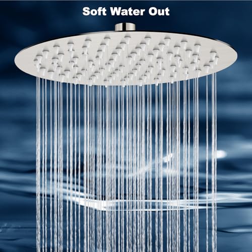 Midanya Round Rain Shower Head,High Pressure,Brushed Nickel 16 Inch | 360°Swivel,Ceiling or Wall Mount,Waterfall Full Body Coverage,Bathroom Remodel,Stainless Steel Large Rainfall Shower Head - color: Nickel, size: 16 Inch