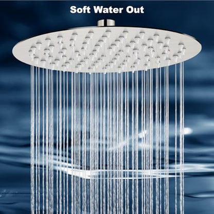 Midanya Round Rain Shower Head,High Pressure,Brushed Nickel 16 Inch | 360°Swivel,Ceiling or Wall Mount,Waterfall Full Body Coverage,Bathroom Remodel,Stainless Steel Large Rainfall Shower Head - color: Nickel, size: 16 Inch