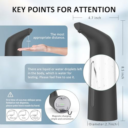 Automatic Liquid Soap Dispenser, 4-Level,Rechargeable | Plastic,13.5oz/400ml Black Touchless Electric Hand & Dish Countertop Soap Dispensers with Sensor for Bathroom,Kitchen Sink - color: Black, style: Rechargeable