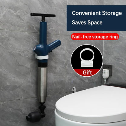 Toilet Plunger, High Pressure Drain Unclogger Plungers with Pressure Gauge, toilet auger Air Drain Blaster, Versatile Heavy Duty Clog Remover for Bathroom, Kitchen, Floor Drain - color: Gray