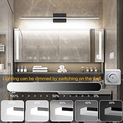 Modern LED Dimmable Vanity Light 40 inch Matte Black Bathroom Wall Lighting Fixtures - color: Black- Dimmable, size: 40-inch