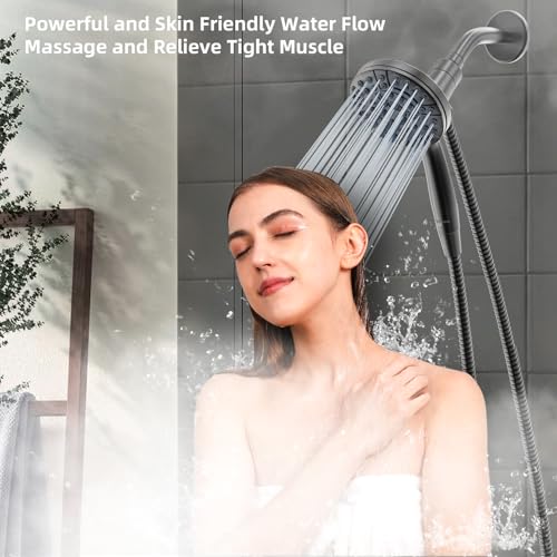9 Settings High Pressure Magnetic Shower Head with Handheld | Power Wash for Tub&Tile, Magnetic Bracket, Pause Mode for Water Saving, Easy Clean Nozzles, Stainless 6ft Hose, Matte Black - color: Matte Black