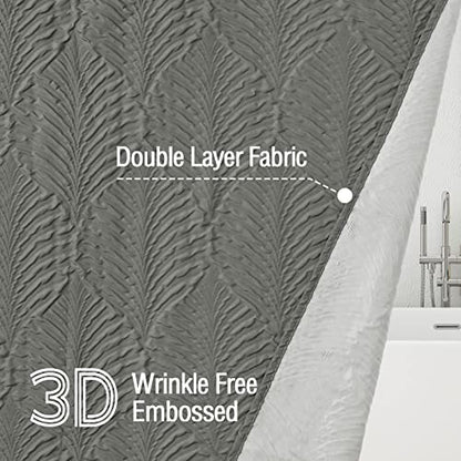 Grey Shower Curtain for Bathroom, 3D Embossed Textured Fabric Shower Curtain, Modern Farmhouse Chic Soft Cloth Shower Curtain Set, 72x72 - color: Grey, size: 72"W x 72"L (Pack of 1)