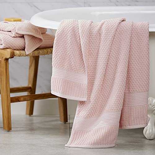 NY Loft 100% Cotton 6-Pack Hand Towel Set | Pink | Oeko-TEX | Quick-Dry | Six 16" x 28" Hand Towels | Super Absorbent | Designer-Styled Texture - color: Light Pink, size: Hand Towel (6 Pack)