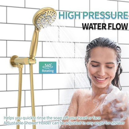 SR SUN RISE Shower Faucet - 10 Inch Multifunctional High Pressure Shower Head System with Handheld Shower Head Fixtures - Valve Included - Brushed Gold - color: Brushed Gold, size: 10 Inch