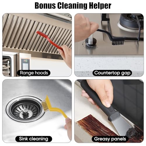 Tedmax 8Pack Crevice Cleaning Brush Set | Durable brushes scraper set for tile grout,sinks, narrow gaps.Effectively removes tough grime,dirt limescale buildup.