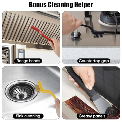 Tedmax 8Pack Crevice Cleaning Brush Set | Durable brushes scraper set for tile grout,sinks, narrow gaps.Effectively removes tough grime,dirt limescale buildup.