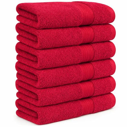 100% Cotton Hand Towels 18x28 Inches, 600 GSM, Soft & Absorbent, Set of 6, Red - color: Red, size: Hand Towel Set of 6