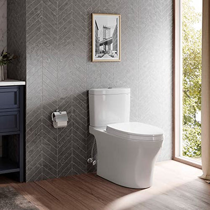 TOTO Aquia IV WASHLET+ Two-Piece Elongated Dual Flush 1.28 and 0.9 GPF Toilet with CEFIONTECT, Cotton White - MS446124CEMGN#01