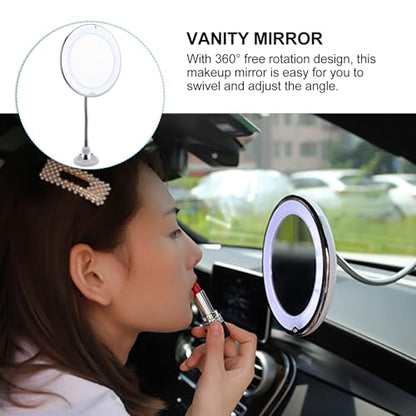FRCOLOR Rotating 360° Makeup Mirror with Suction Cup 10x Magnifying Vanity Mirror LED Lighted Cosmetic for Bathroom and Travel Use