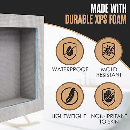 Shower Niche, Shower Niche Insert Tile Ready, 12x12 Inch, Soap Box, Prefab | Houseables Recessed Bathroom Storage, In Wall Shelf, Cubby Inserts, Recessed Shampoo Caddy, Inset Shelves, Built In Nook - size: 12 x 12 inches (ID)