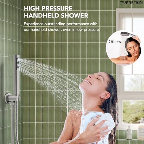 10" High-Pressure Rainfall Shower System with Handheld Spray, Wall Mount Bathroom Shower Faucet Set with Tub Spout (Brushed Nickel) - color: Brushed Nickel, style: With Tub Spout