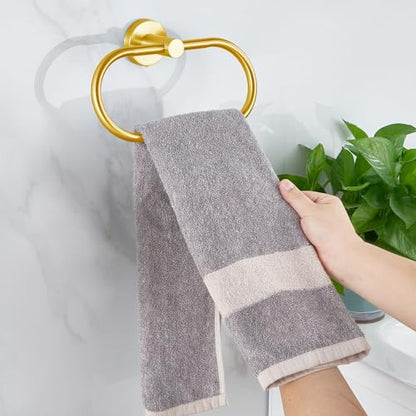 Towel Ring for Bathroom, Gold Towel Bar Hangers Wall Mount, Stainless Steel Hand Towel Holder, Modern Round Towel Hanger by Eolax - color: Gold