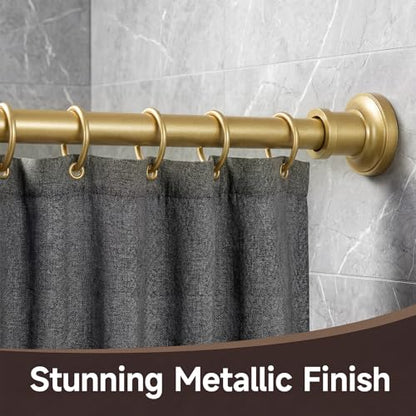 Gold Tension Curtain Rod 24 to 64 Inch(2-5.3ft) - Stainless Steel Spring Tension Shower Curtain Rod, No Drilling Satin Gold Tension Rod for Curtains Windows Closet Kitchen - color: Satin Gold, size: 24-64 Inches