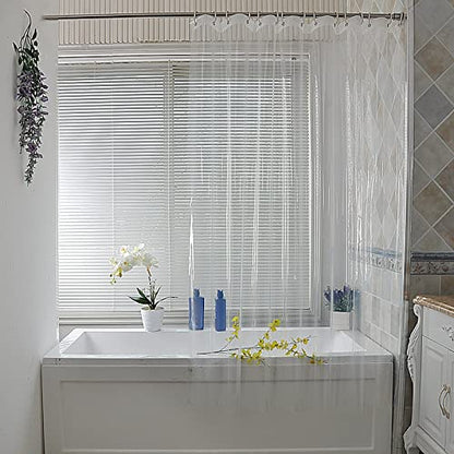 Clear Shower Curtain Liner, 72x72 Inches Waterproof Plastic PEVA Lightweight Clear Shower Curtain with Rustproof Grommet and Hooks,See-Through Shower Curtain Liner for Home Bathroom Bathtub