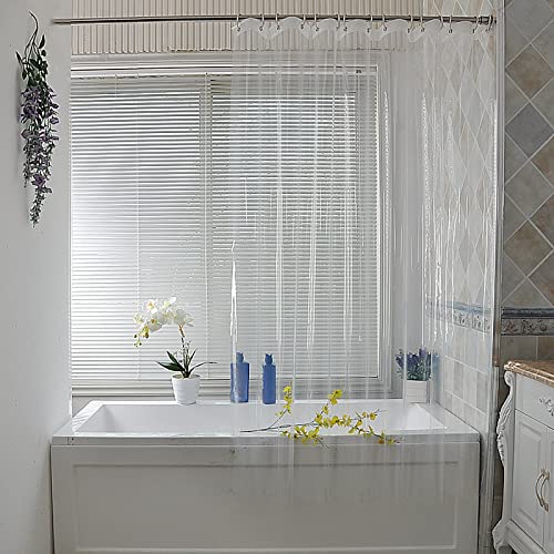 Clear Shower Curtain Liner, 72x72 Inches Waterproof Plastic PEVA Lightweight Clear Shower Curtain with Rustproof Grommet and Hooks,See-Through Shower Curtain Liner for Home Bathroom Bathtub