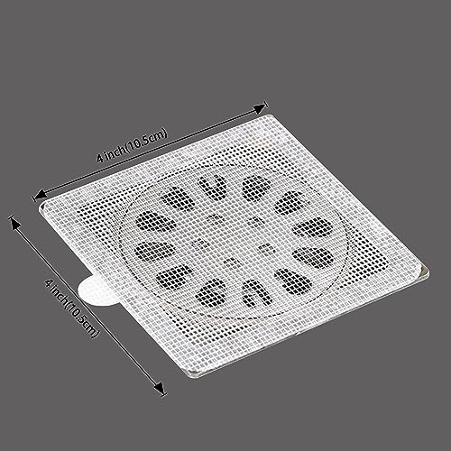 PRIMSOPH 4 Inch 30pcs Disposable Shower Drain Hair Catcher Mesh Stickers Floor Drain Sticker Disposable Drain Filter Hair Trap Sticker