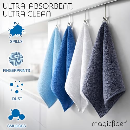 MagicFiber Microfiber Cleaning Cloth, Rags & Dish Towels, 12pk, Large 13x11 | Higher Quality, Larger Size for Housekeeping, Kitchen & Washing Dishes