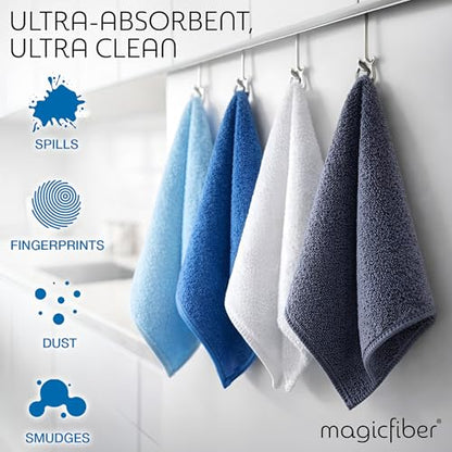 MagicFiber Microfiber Cleaning Cloth, Rags & Dish Towels, 12pk, Large 13x11 | Higher Quality, Larger Size for Housekeeping, Kitchen & Washing Dishes