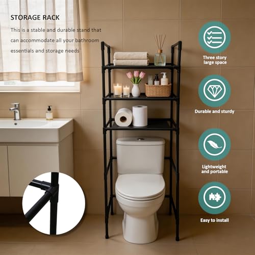 Over The Toilet Storage Shelf,3 Tier Storage Over Toilet,New Upgraded Multifunctional Over The Toilet Rack Increase in Width and Thickness,Space Saver Bathroom Shelves,More Stable and Easy to Install