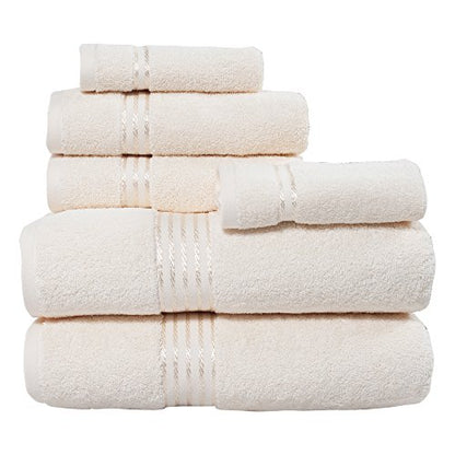 Bedford Home 100% Cotton Hotel 6 Piece Towel Set - Ivory - color: Ivory