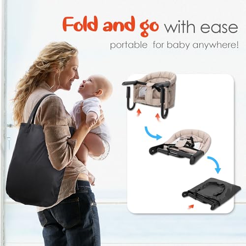 Hook On High Chair - Portable & Foldable for Babies 6-36 Months, Family & Travel Use with Carry Bag(Khaki) - color: Khaki