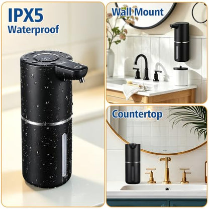 Automatic Liquid Soap Dispenser Touchless | USB Rechargeable Smart Hand Soap Dispenser, 4-Level Adjustable, 12oz Wall Mounted for Bathroom Kitchen(Black, Liquid) - color: Black