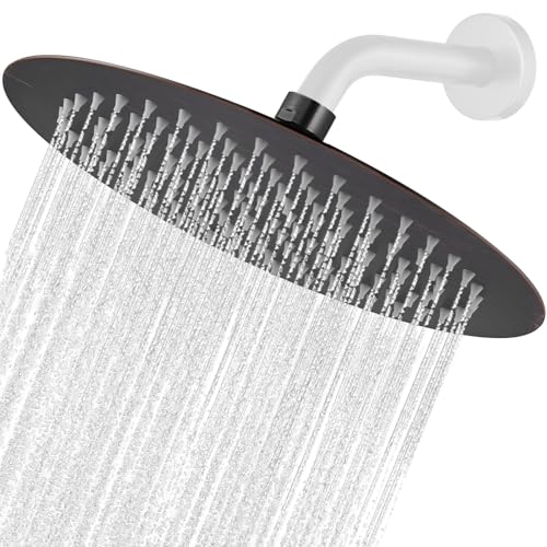 Midanya Round Rain Shower Head,High Pressure,Oil Rubbed Bronze 8 Inch | 360°Swivel,Ceiling or Wall Mount,Waterfall Full Body Coverage,Bathroom Remodel,Stainless Steel Large Rainfall Shower Head - color: Bronze, size: 8 Inch