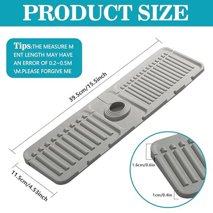 Faucet Mat for Kitchen Sink, Silicone Faucet Handle Drip Catcher Tray Mat, Silicone Kitchen Sink Splash Guard, Ideal Protective Tray for Stone Sinks in Kitchen & Bathroom - color: Gray