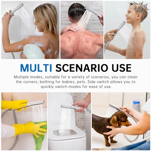 G-Promise All Metal Square 3 Function Handheld Shower Head(Chrome) | All Metal Construction, 3 Function Modes with Massage, Modern Look, Push Switch, Easy Installation - color: Chrome, style: Square