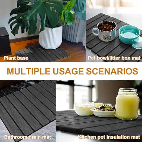 Large Stone Dish Drying Mat for Kitchen Counter, 24"×16" Quick Dry Collapsible Diatomaceous Earth Mat – Super Absorbent Foldable Drying Pad for Dishes (Dark Gray, 23.2" x 15.4") - color: Dark Gray