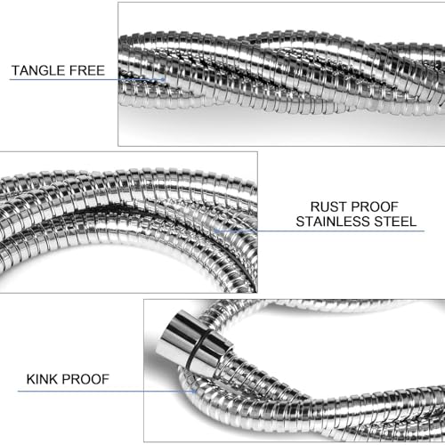 Durable Flexible Shower Hose 1.5M/3M Extra Long Stainless Steel Extension Plumbing Pipe Bathroom Accesso,Silvery,1.75m - size: 1.75m
