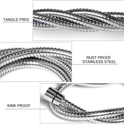 Durable Flexible Shower Hose 1.5M/3M Extra Long Stainless Steel Extension Plumbing Pipe Bathroom Accesso,Silvery,3M - size: 3M