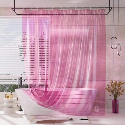 AmazerBath Pink Clear Shower Curtain Liner for Valentines, 100% EVA Soft Heavy Duty Shower Curtain and Liner 2-in-1, 72x72 Luxury Plastic Weighted Shower Liner Bathroom - color: Rainbow Vibrant Haven, size: 72"W x 72"L (Pack of 1)