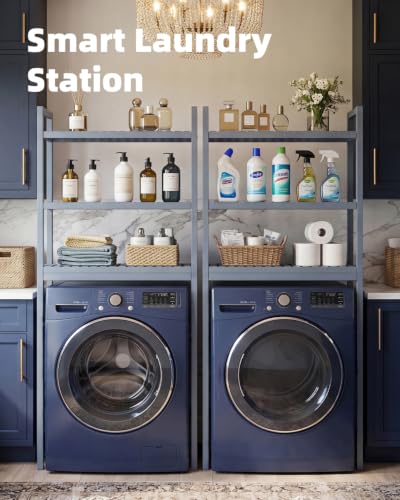 SMIBUY Bathroom Storage Shelf, Bamboo Over-The-Toilet Organizer Rack, Freestanding Toilet Space Saver with 3-Tier Adjustable Shelves (Grey) - color: Grey