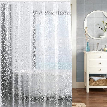 Plastic Shower Liner - Premium EVA 4G Shower Curtain Liner with Rustproof Grommets and 3 Weighted Magnets, Waterproof Shower Curtains for Bathroom (Cobblestone) - color: Cobblestone, size: 71"W x 71"L (Pack of 1)