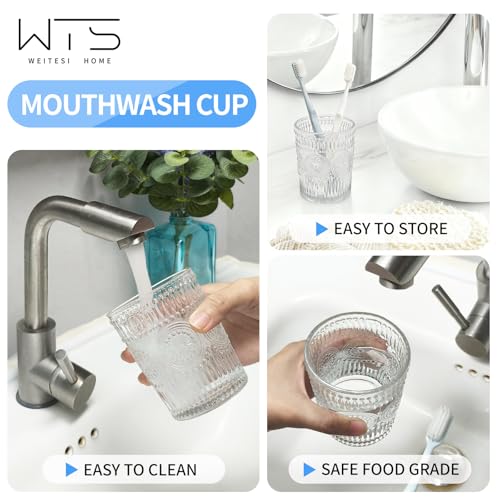 Toothbrush Cup Reusable Unbreakable Clear Glass Bathroom Tumbler, Easy to Clean Toothbrush Holders Mouthwash Cup for Bathrooms Counter Organizer