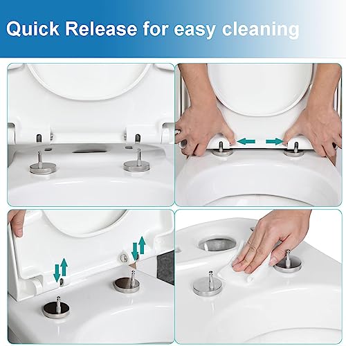 Toilet seat, With Quick Release for Easy Cleaning and Simple Top Fixing Slow Close Toilet Lid for D Shaped Loo Seat - size: 02A