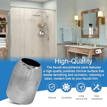 Escutcheon Cap Set, Faucet Trim Cover Replacement for M907050-0020A Chrome | Polished Chrome, Durable Faucet Trim Cover for Bathroom & Kitchen Sink