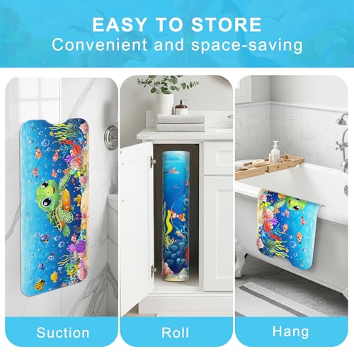 Baby Bath Mat for Tub Non Slip Kids, BPA Free Extra Long Bathtub Mat 40x16 with Drain Holes and 200 Suction Cups, Non Toxic Machine Washable Toddler Bath Mat, No Fading, Baby Turtle - color: V-turtle 3