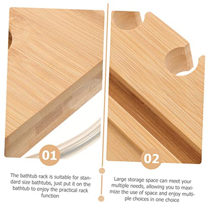 PRETYZOOM Expandable Bamboo Bathtub Tray Adjustable Phone Holder Multifunctional Bath Shelf for Relaxation and Storage for Reading and Bathing Accessories