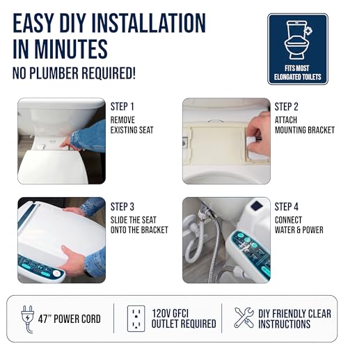 BidetMate 2000 Series Bidet Toilet Seat, Heated Water & Seat, Elongated | Unlimited Warm Water Wash, Air Dryer, Deodorizer, Self Cleaning Nozzle, Side Panel Controls, Fits Elongated Toilets - style: 2000 Series | Elongated | Side Panel