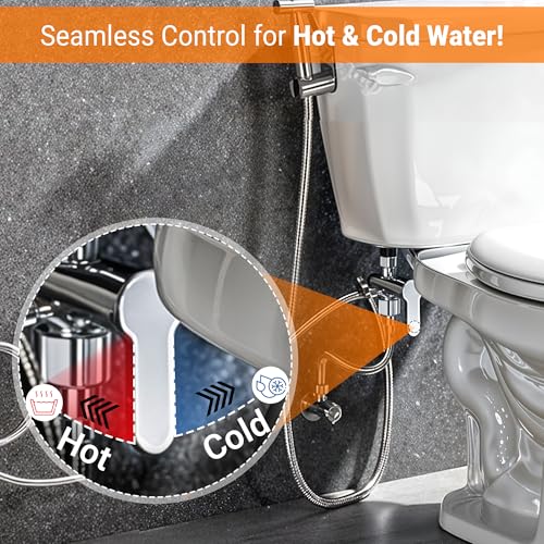 Hot and Cold Bidet Sprayer for Toilet w/Thermal Insulated Grip - Hot Water 180°F Handheld Sink Bidet Shataff - Diaper Sprayers - Muslim Shower Hand Held Attachment for Sink Hose Sprayer - color: Hot & Cold Bidet Sprayer