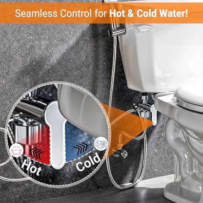 Hot and Cold Bidet Sprayer for Toilet w/Thermal Insulated Grip - Hot Water 180°F Handheld Sink Bidet Shataff - Diaper Sprayers - Muslim Shower Hand Held Attachment for Sink Hose Sprayer - color: Hot & Cold Bidet Sprayer